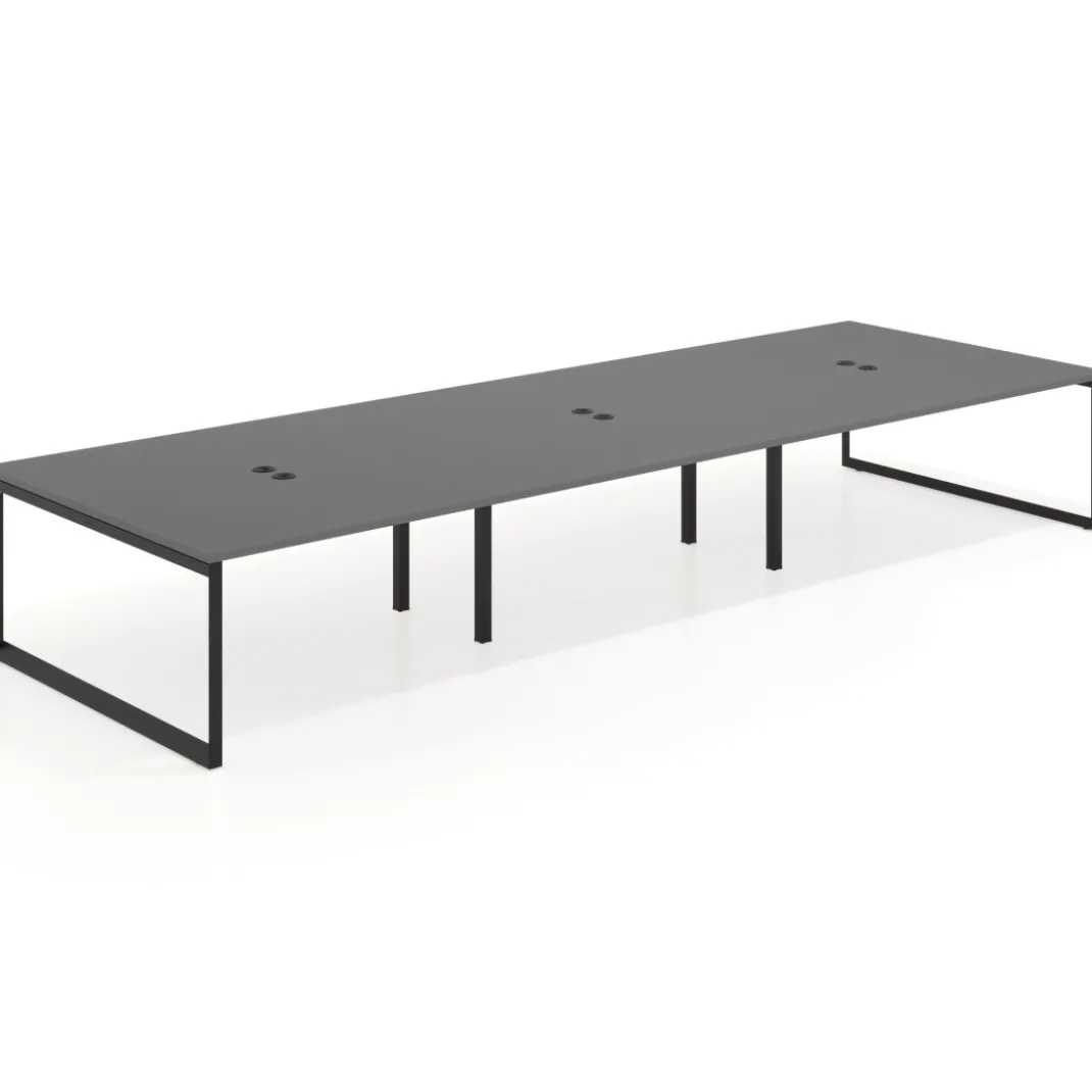 Mesa de juntas rectangular triple fondo 166 cm, estructura negra
