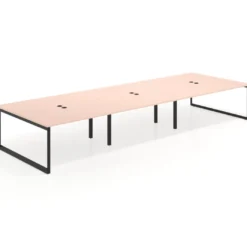 Mesa de juntas rectangular triple fondo 166 cm, estructura negra
