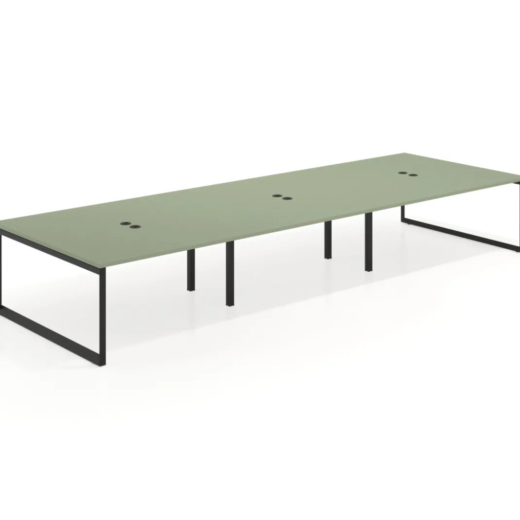 Mesa de juntas rectangular triple fondo 166 cm, estructura negra