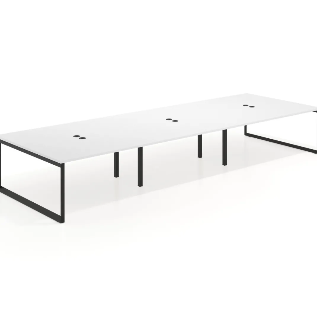 Mesa de juntas rectangular triple fondo 166 cm, estructura negra