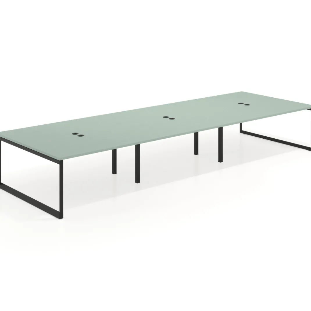 Mesa de juntas rectangular triple fondo 166 cm, estructura negra