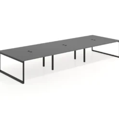 Mesa de juntas rectangular triple fondo 166 cm, estructura negra