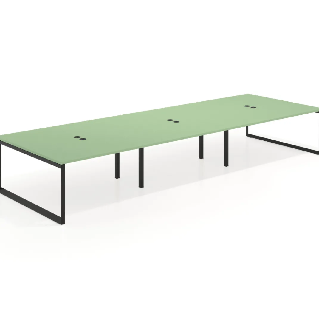 Mesa de juntas rectangular triple fondo 166 cm, estructura negra