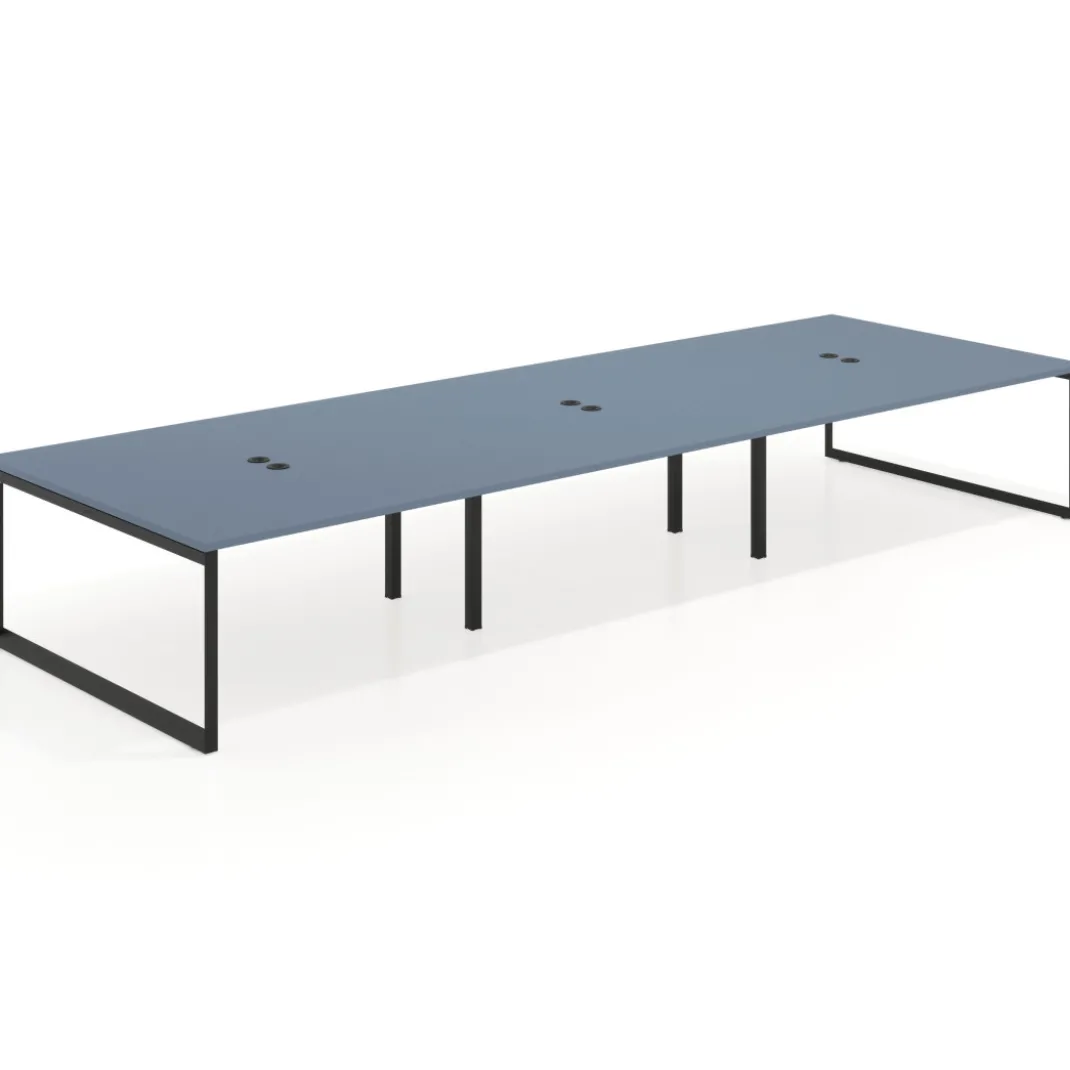 Mesa de juntas rectangular triple fondo 166 cm, estructura negra