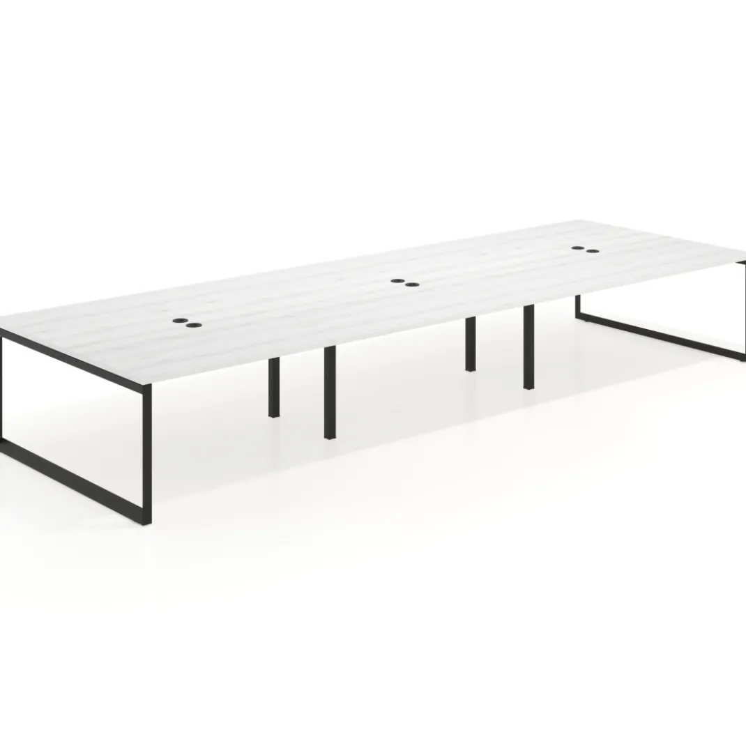 Mesa de juntas rectangular triple fondo 166 cm, estructura negra