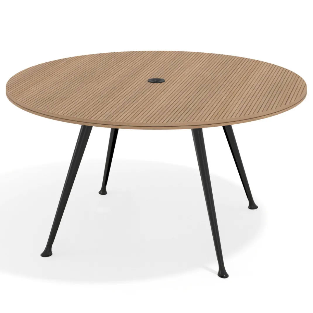 Mesa de juntas redonda, diametro 150, patas de aluminio, estructura negra
