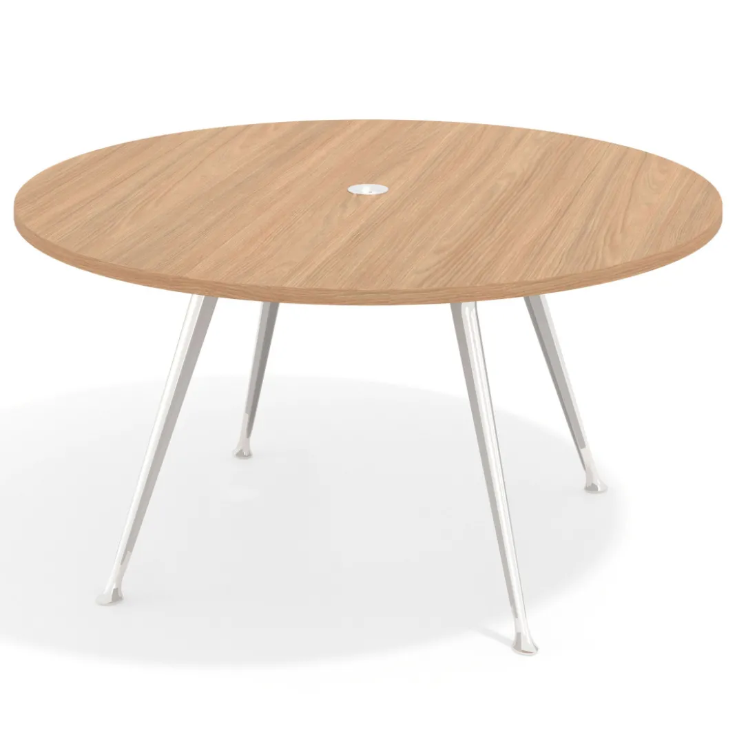 Mesa de juntas redonda, diametro 150, patas de aluminio, estructura cromada
