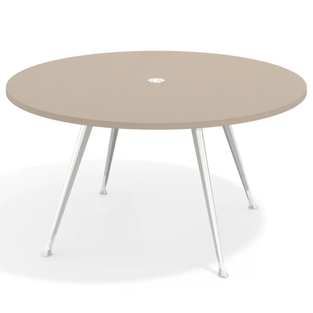 Mesa de juntas redonda, diametro 150, patas de aluminio, estructura cromada