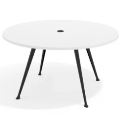 Mesa de juntas redonda, diametro 150, patas de aluminio, estructura negra