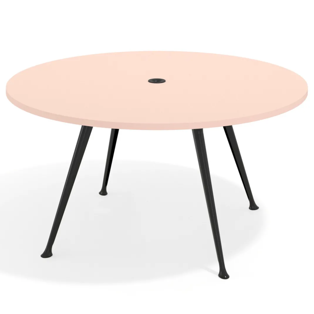 Mesa de juntas redonda, diametro 150, patas de aluminio, estructura negra