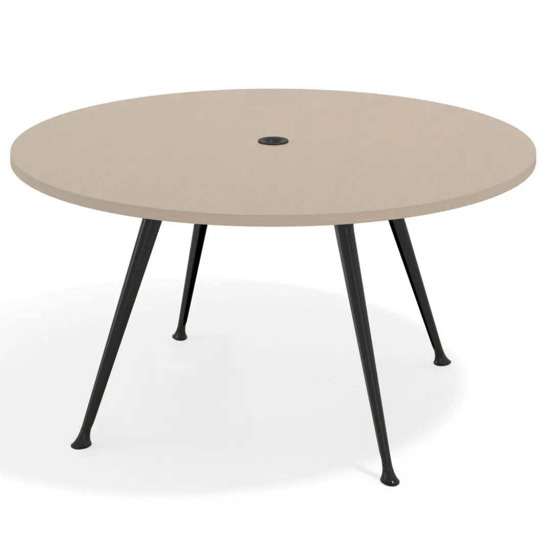 Mesa de juntas redonda, diametro 150, patas de aluminio, estructura negra