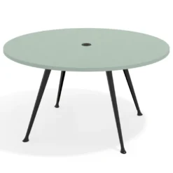 Mesa de juntas redonda, diametro 150, patas de aluminio, estructura negra