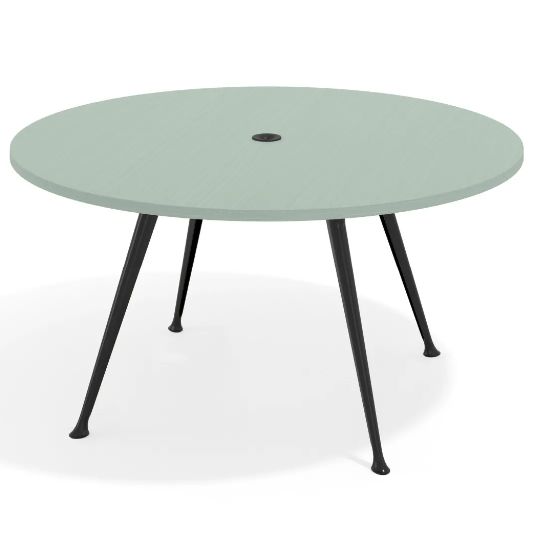 Mesa de juntas redonda, diametro 150, patas de aluminio, estructura negra
