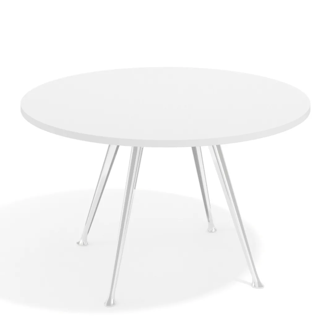 Mesa de juntas redonda, diametro 130, patas de aluminio, estructura cromada