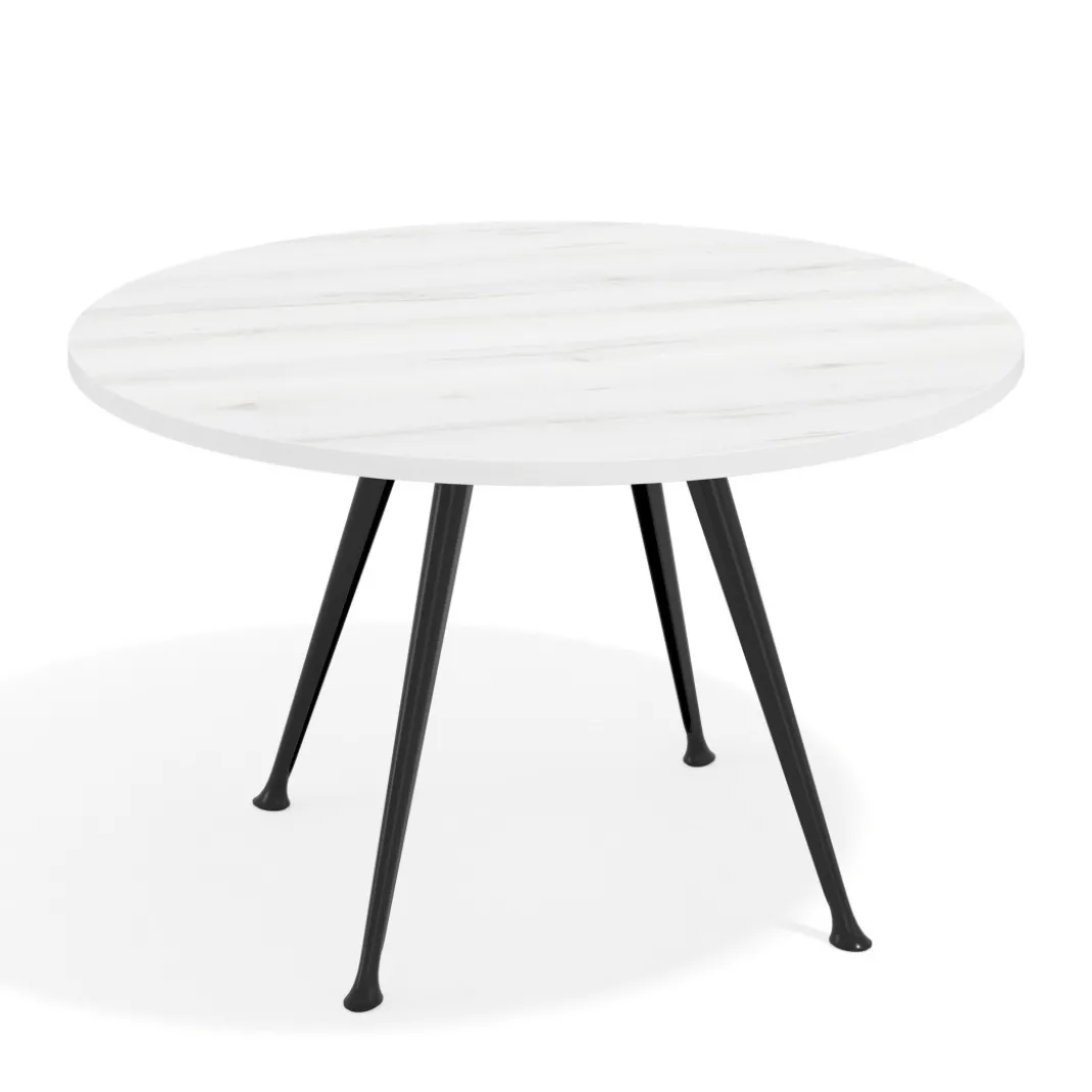 Mesa de juntas redonda, diametro 130, patas de aluminio, estructura negra