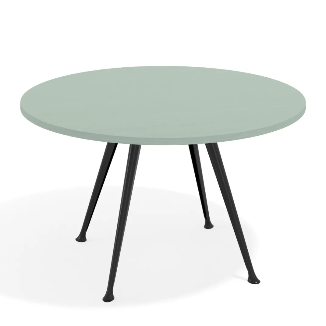 Mesa de juntas redonda, diametro 130, patas de aluminio, estructura negra