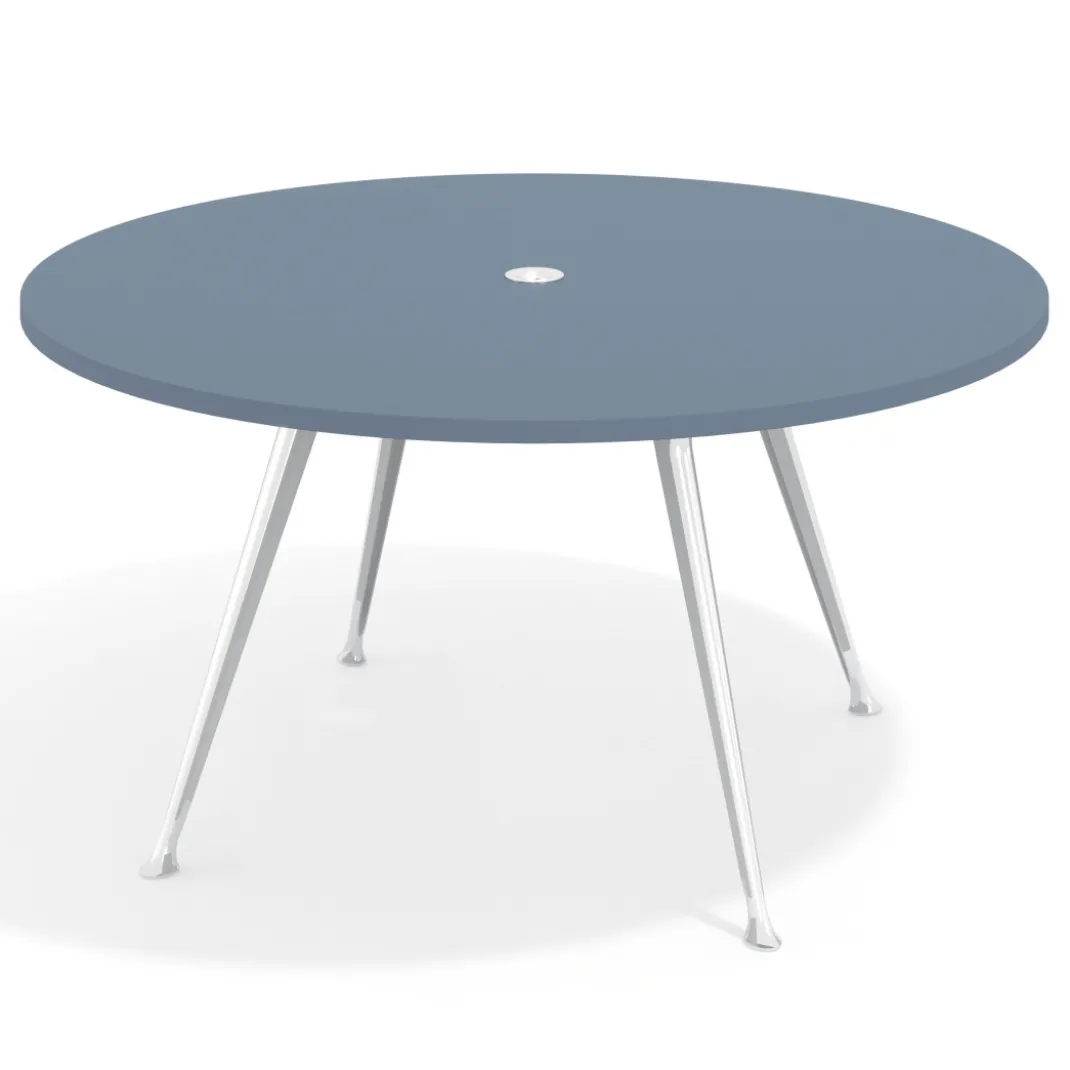 Mesa de juntas redonda, diametro 150, patas de aluminio, estructura cromada