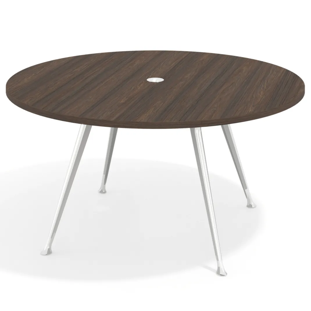 Mesa de juntas redonda, diametro 150, patas de aluminio, estructura cromada