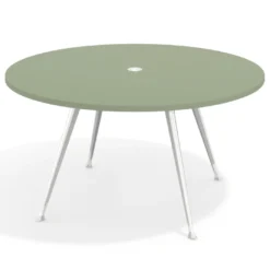 Mesa de juntas redonda, diametro 150, patas de aluminio, estructura cromada