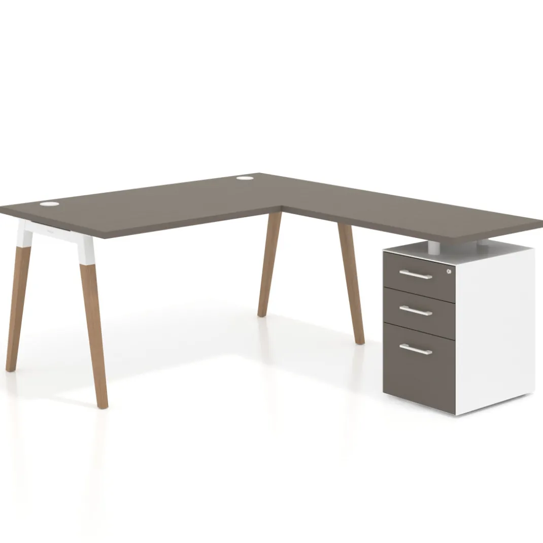 Mesa de oficina con cajones Arki, frontales de melamina