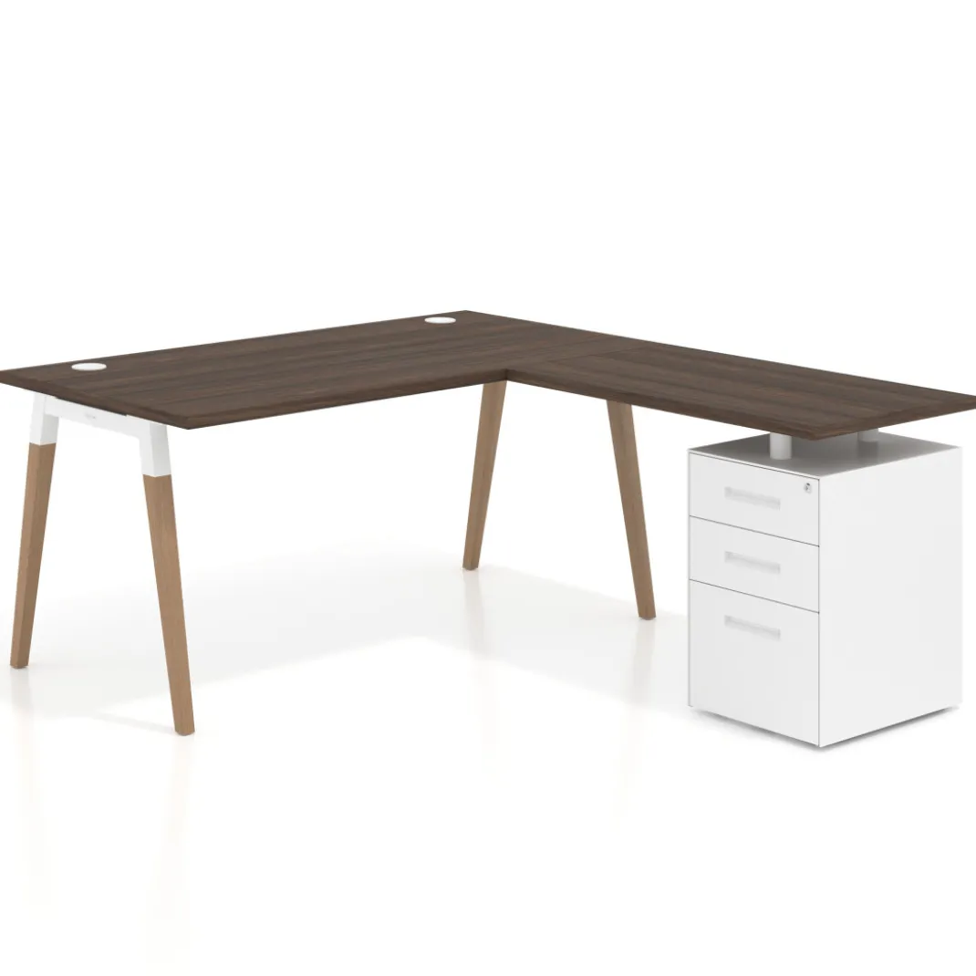 Mesa de oficina con cajones Arki, frontales de metal