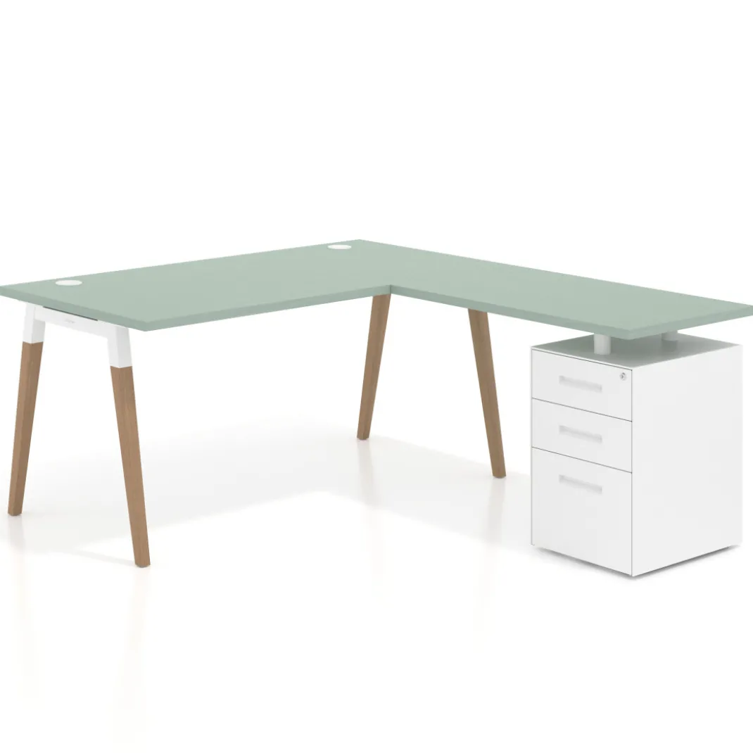 Mesa de oficina con cajones Arki, frontales de metal