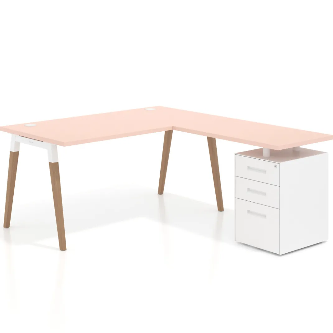 Mesa de oficina con cajones Arki, frontales de metal