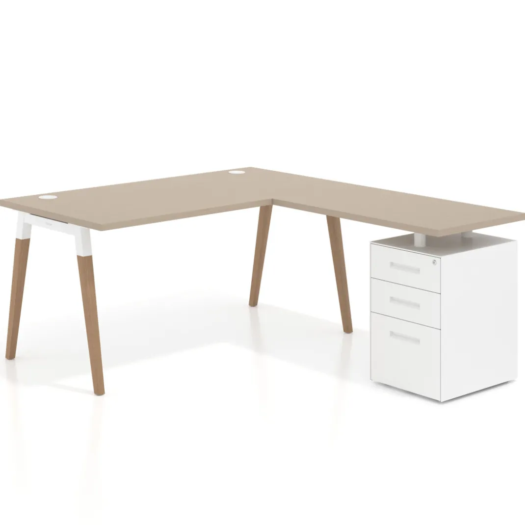 Mesa de oficina con cajones Arki, frontales de metal