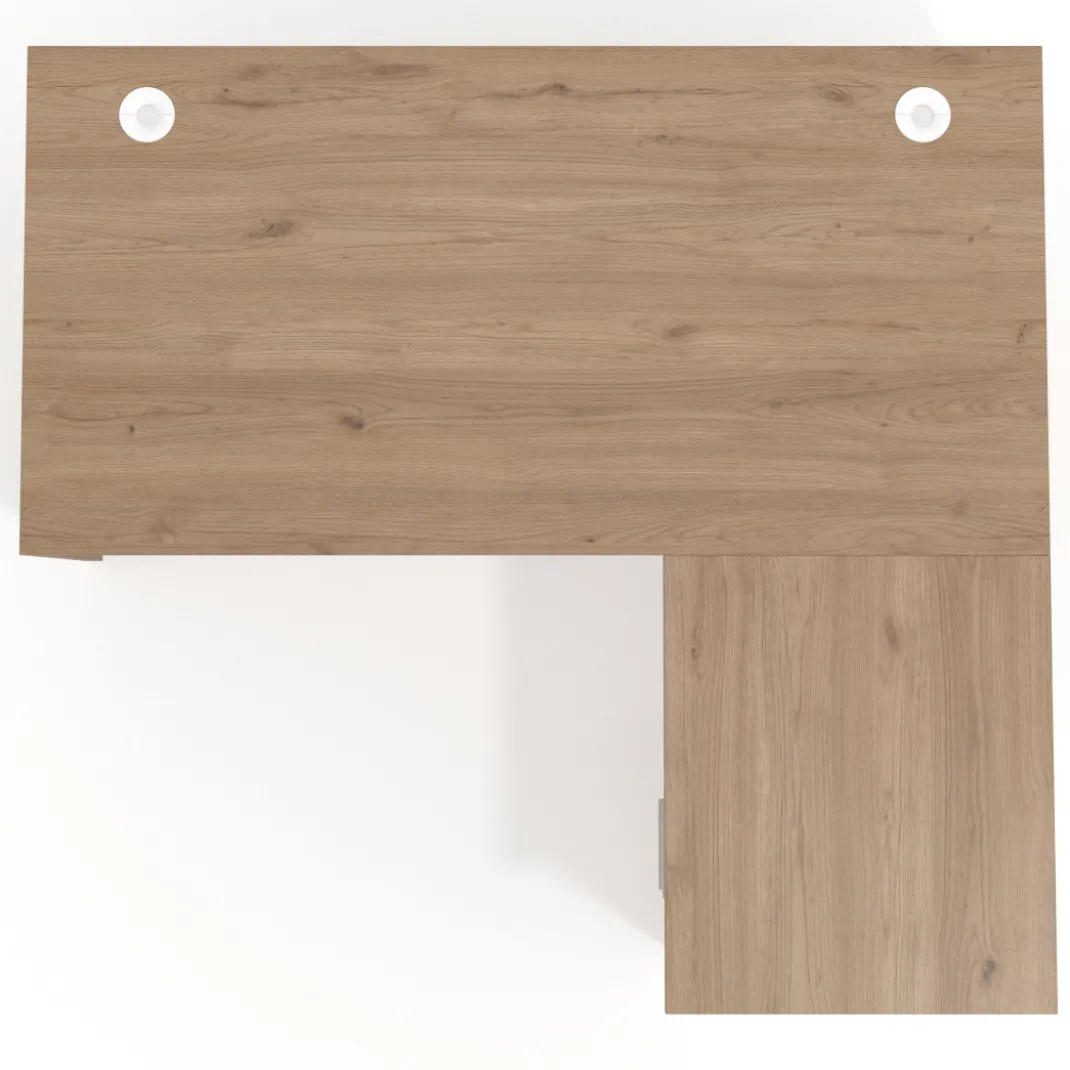 Mesa de Oficina con cajones Work Plus, ala corta, fondo 80, frontales melamina estructura naturale