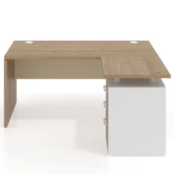 Mesa de Oficina con cajones Work Plus, ala corta, fondo 80, frontales melamina estructura naturale