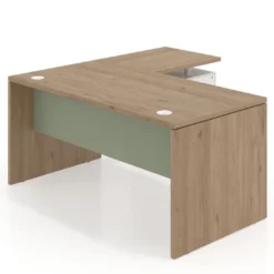 Mesa de Oficina con cajones Work Plus fondo 80, ala corta, frontales de metal estructura naturale
