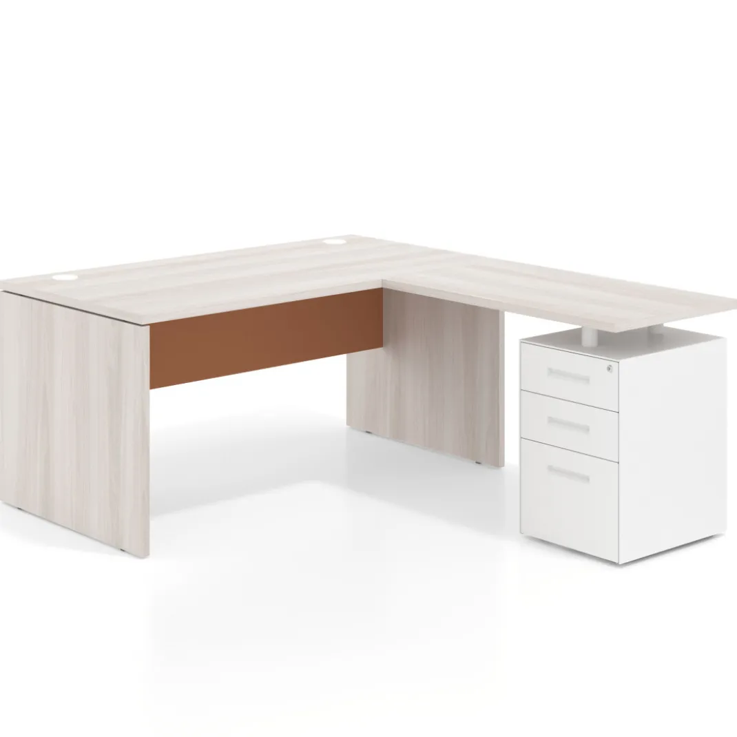 Mesa de Oficina con cajones Work Plus fondo 80, frontales de metal estructura california