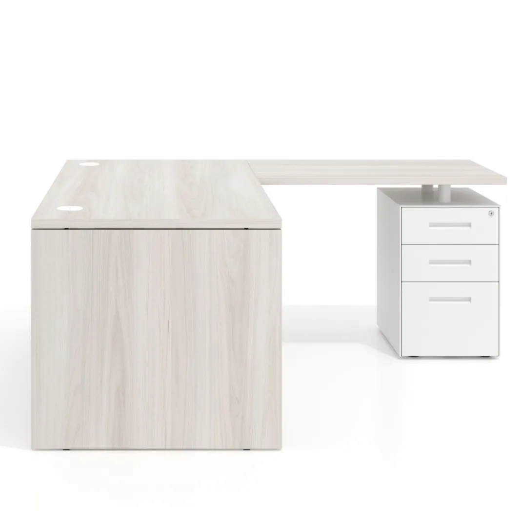 Mesa de Oficina con cajones Work Plus fondo 80, frontales de metal estructura california