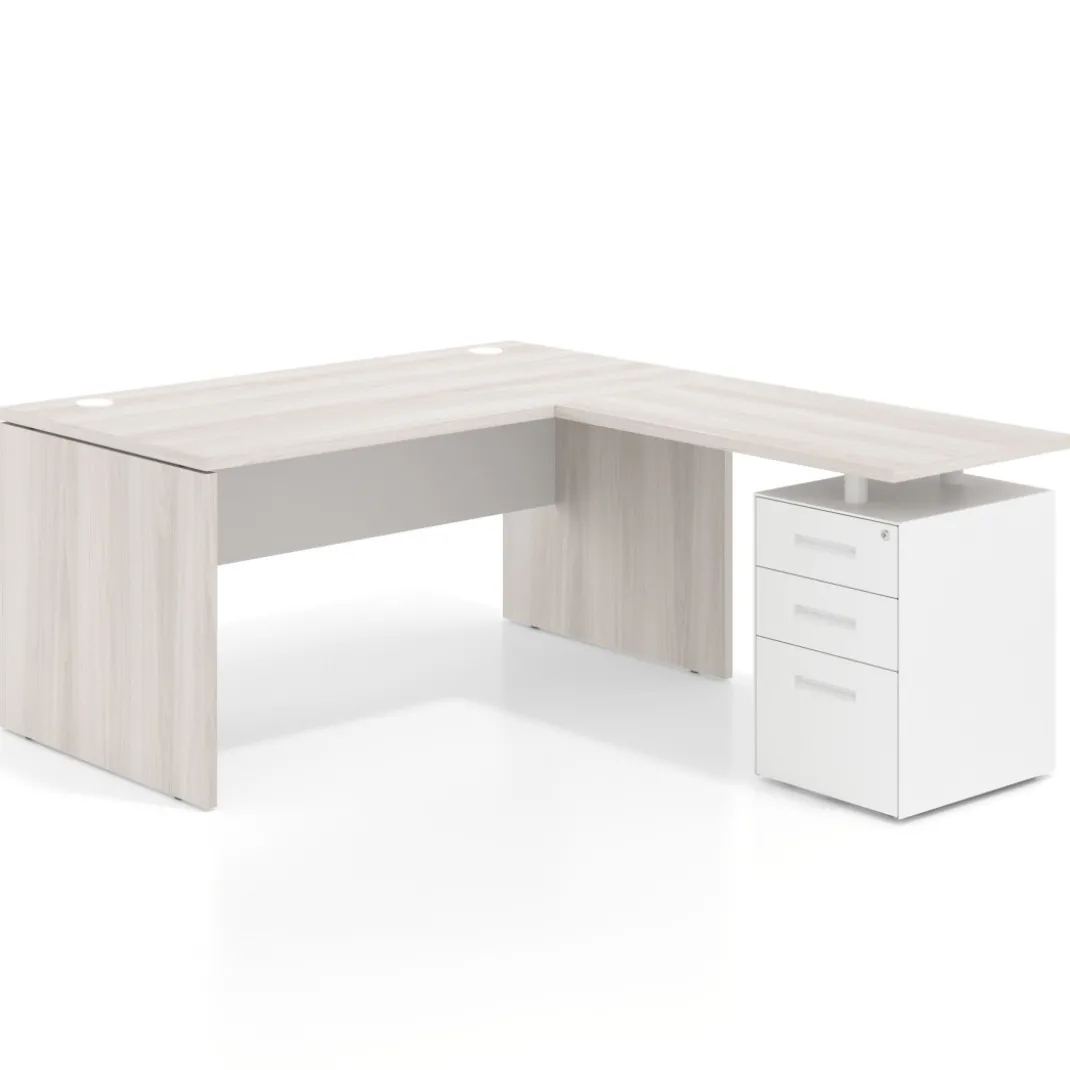 Mesa de Oficina con cajones Work Plus fondo 80, frontales de metal estructura california