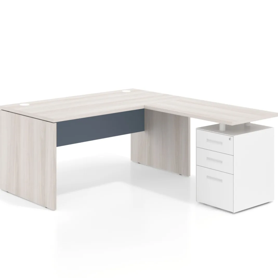 Mesa de Oficina con cajones Work Plus fondo 80, frontales de metal estructura california