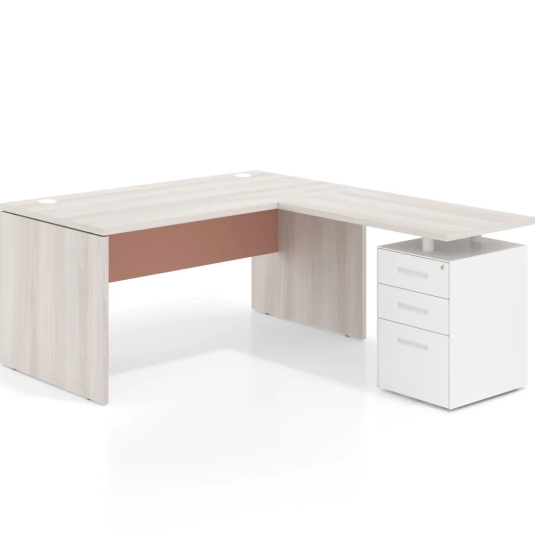 Mesa de Oficina con cajones Work Plus fondo 80, frontales de metal estructura california
