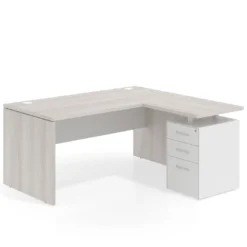 Mesa de Oficina con cajones Work Plus fondo 80, ala corta, frontales de metal estructura california