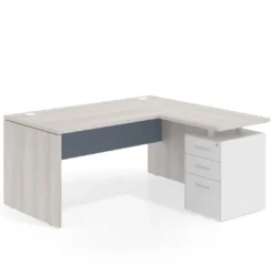 Mesa de Oficina con cajones Work Plus fondo 80, ala corta, frontales de metal estructura california