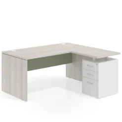 Mesa de Oficina con cajones Work Plus fondo 80, ala corta, frontales de metal estructura california