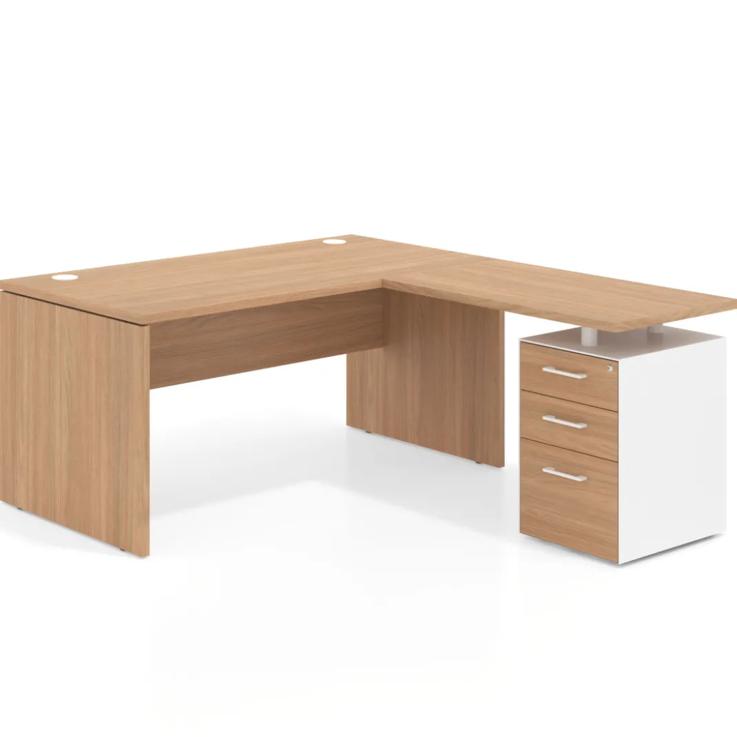 Mesa de Oficina con cajones Work Plus fondo 80, frontales melamina diseño monocolor