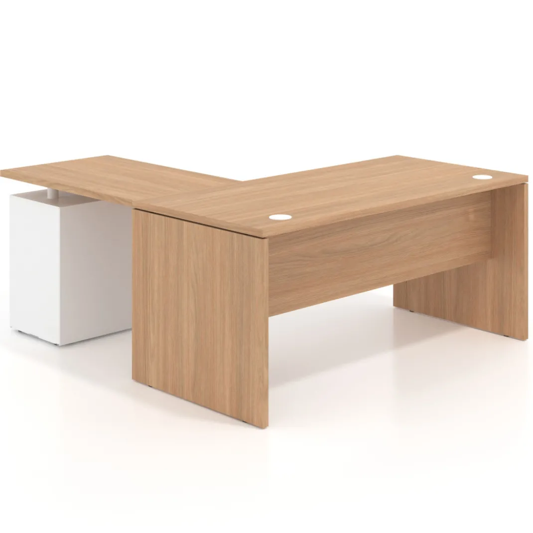 Mesa de Oficina con cajones Work Plus fondo 80, frontales melamina diseño monocolor