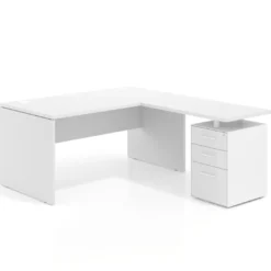 Mesa de Oficina con cajones Work Plus fondo 80, frontales melamina diseño monocolor