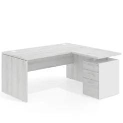 Mesa de Oficina con cajones Work Plus fondo 80, ala corta, frontales de metal diseño monocolor