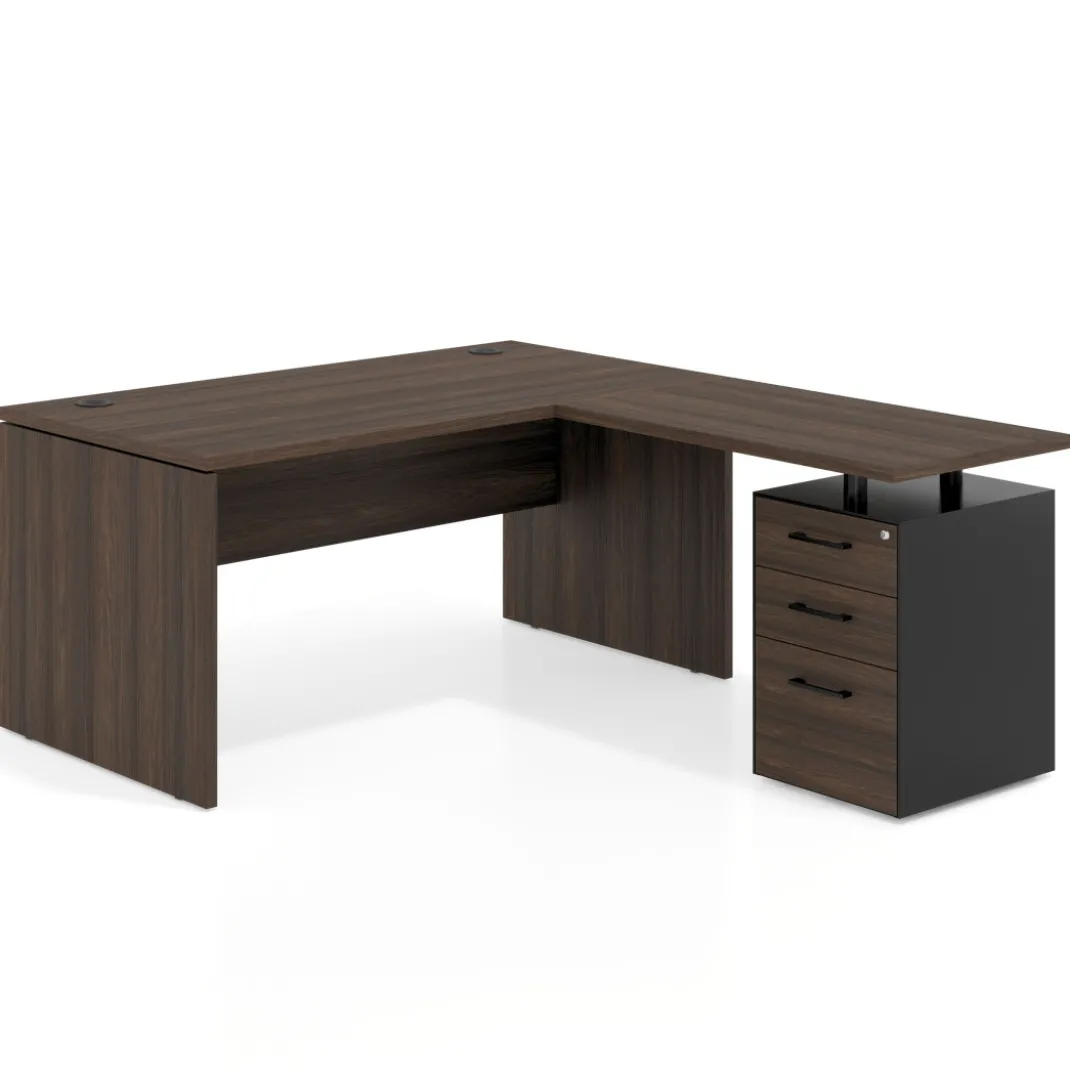 Mesa de Oficina con cajones Work Plus fondo 80, frontales melamina diseño monocolor
