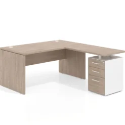 Mesa de Oficina con cajones Work Plus fondo 80, frontales melamina diseño monocolor