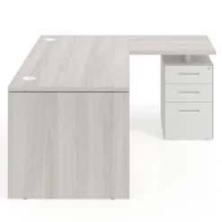 Mesa de Oficina con cajones Work Plus fondo 80, ala corta, frontales de metal diseño monocolor