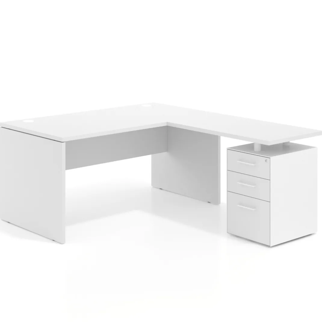 Mesa de Oficina con cajones Work Plus fondo 80, frontales melamina diseño monocolor
