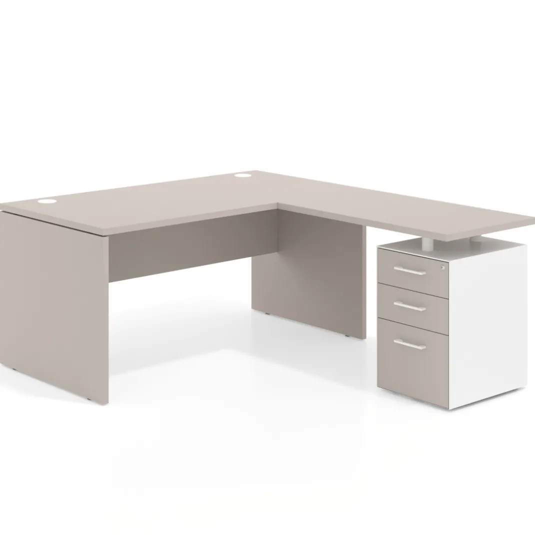Mesa de Oficina con cajones Work Plus fondo 80, frontales melamina diseño monocolor