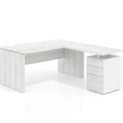 Mesa de Oficina con cajones Work Plus fondo 80, ala corta, frontales de metal diseño monocolor