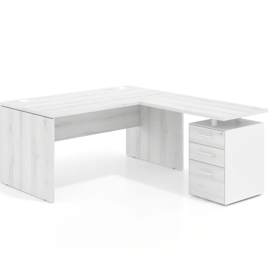 Mesa de Oficina con cajones Work Plus fondo 80, frontales melamina diseño monocolor